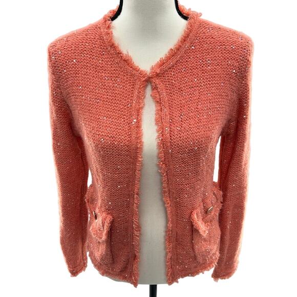 NWOT Sioni Wool Blend Knit Cardigan  Sequins S Jacket MSRP $129 Old Money - Picture 5 of 12